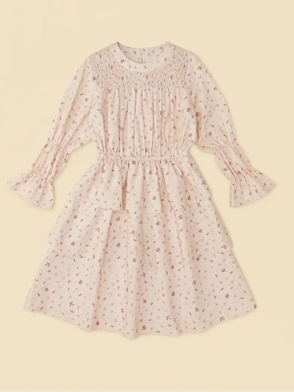 NWT The Sunday Collective Organic Woodland Smocked Dress Pink Wood